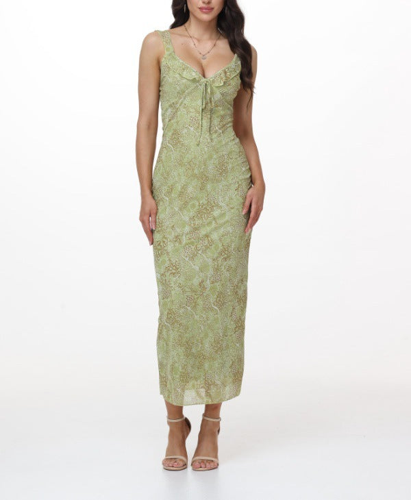 Floral Print Suspender Dress