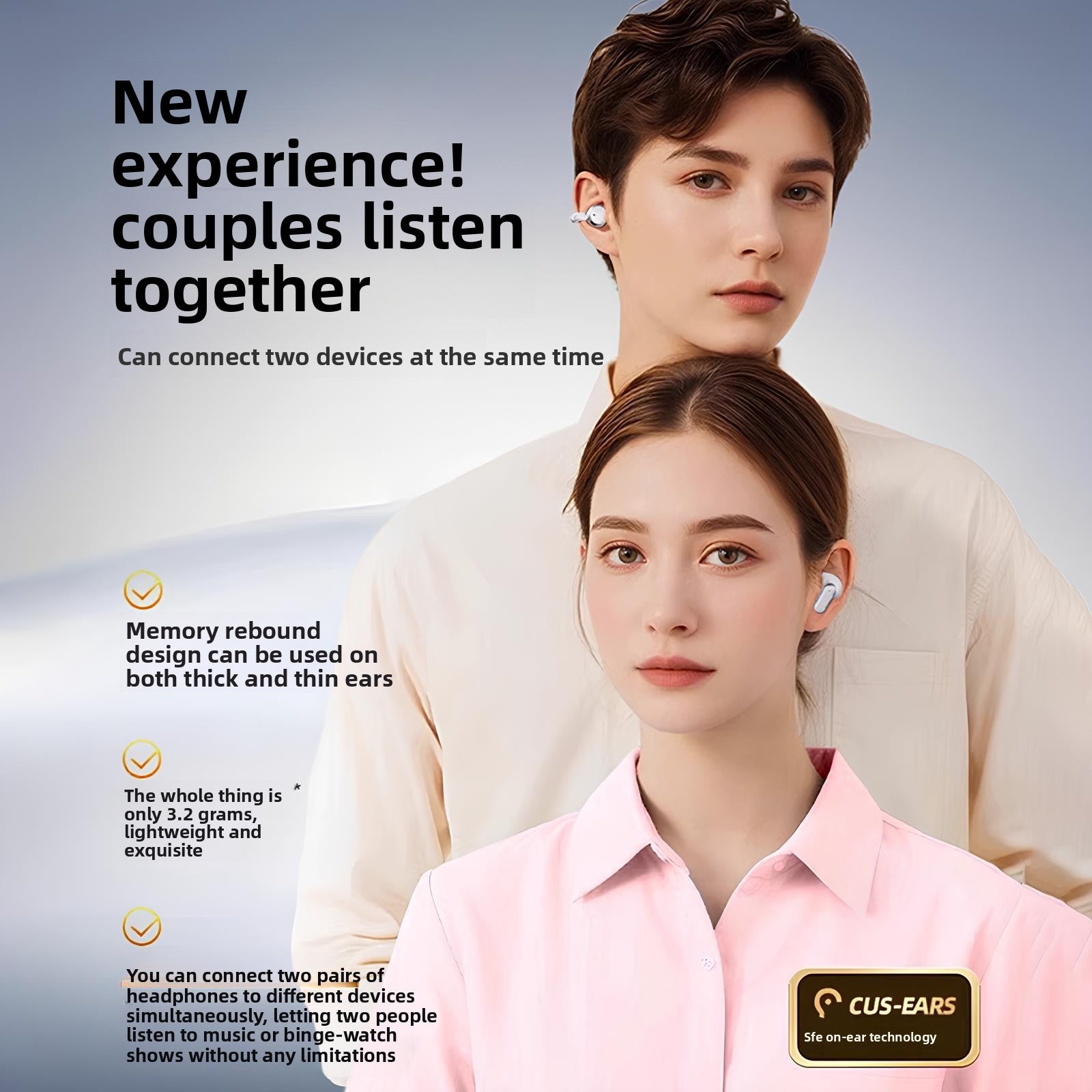 Wireless Bluetooth Ear Clip Earphones with Noise Reduction
