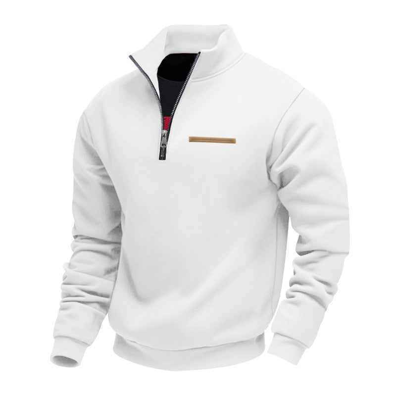 Heavyweight Stand-Up Collar Contrast Stripe Sports Sweatshirt