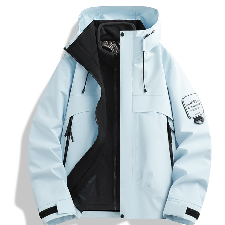 Unisex Hooded 3-in-1 Waterproof Fleece Lined Ski Hiking Jacket