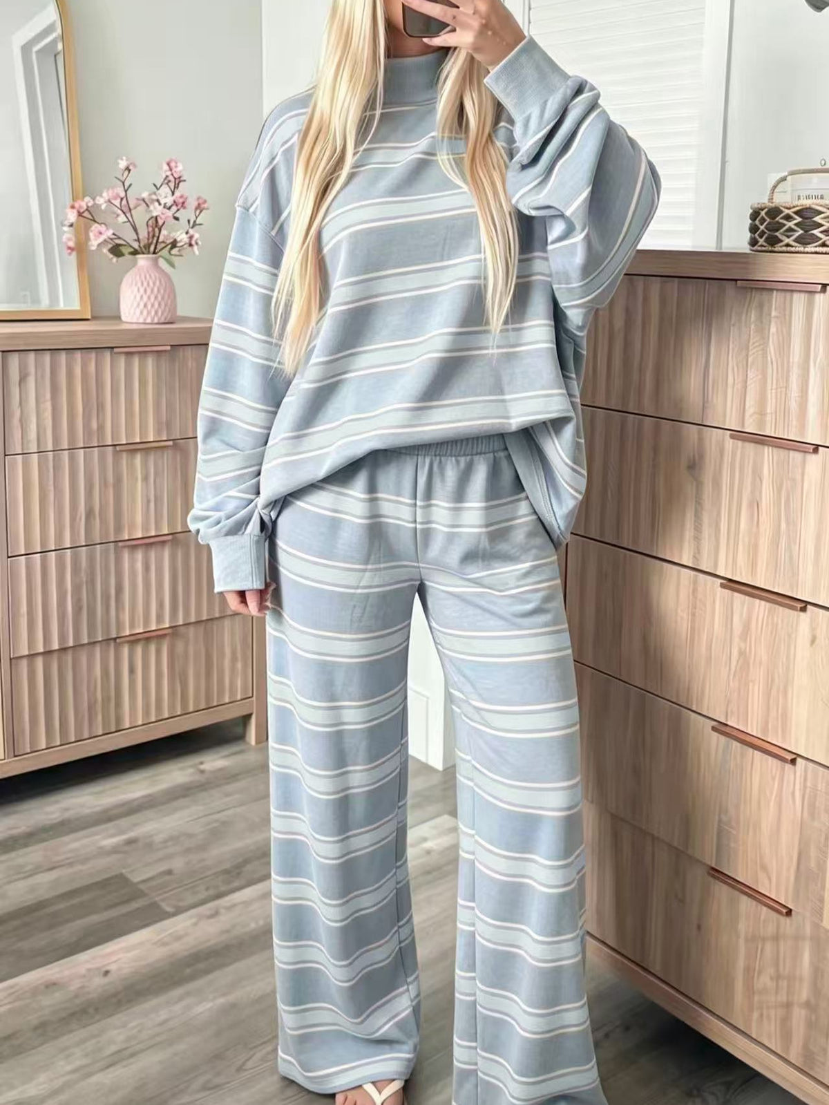 Striped fashion casual simple ladies suit