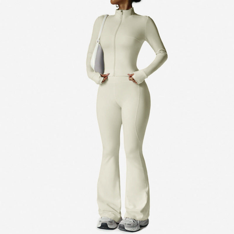 Women's Long Sleeve Yoga Set with Flared Pants