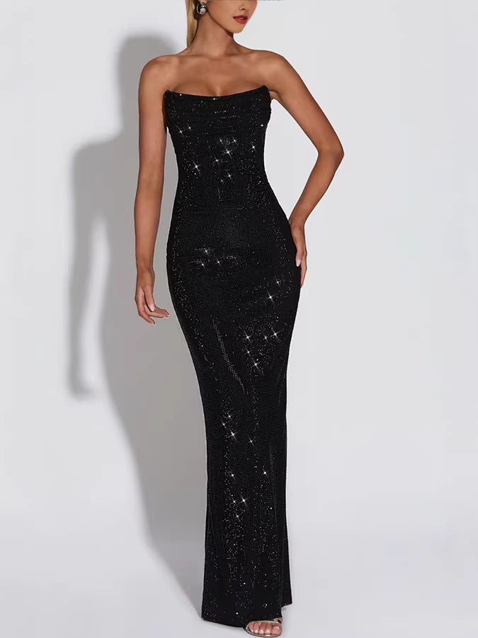 Sequined Slim Fit Sleeveless Long Dress