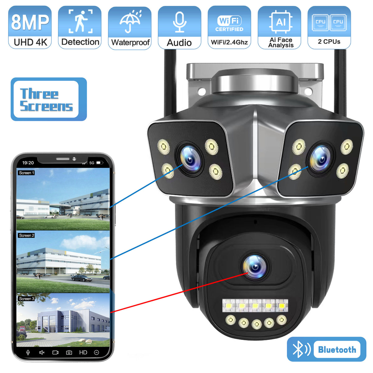features a three-lens, three-screen 4G camera