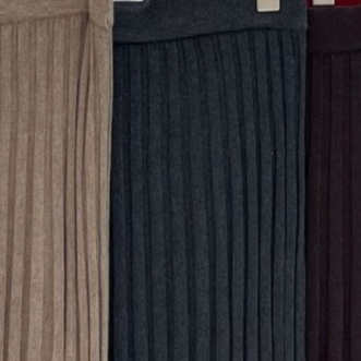 Ribbed Lined High Waist Wool Blend Skirt