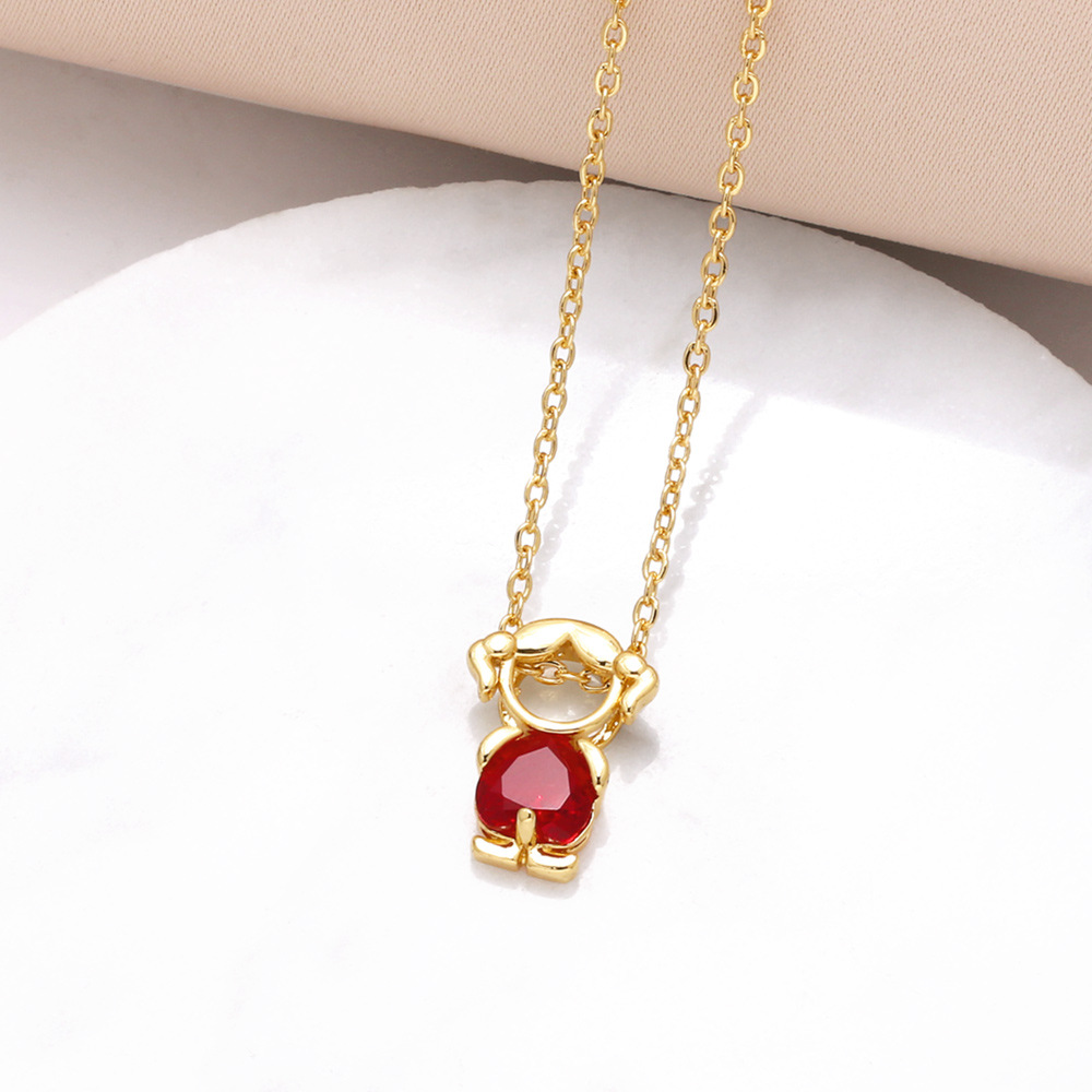 Hanging pendant necklace with hearts