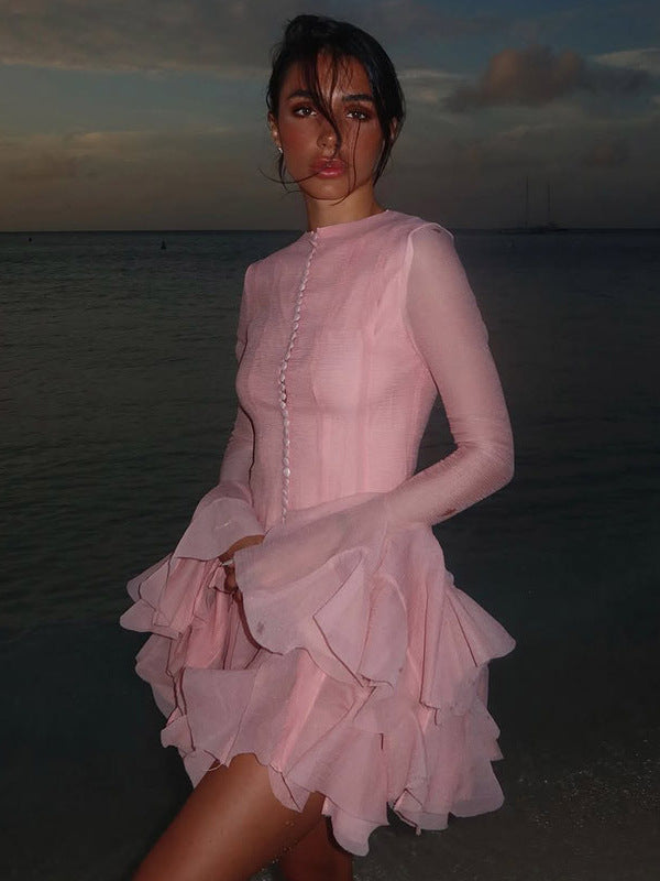 Buttoned Ruffle Princess Dress