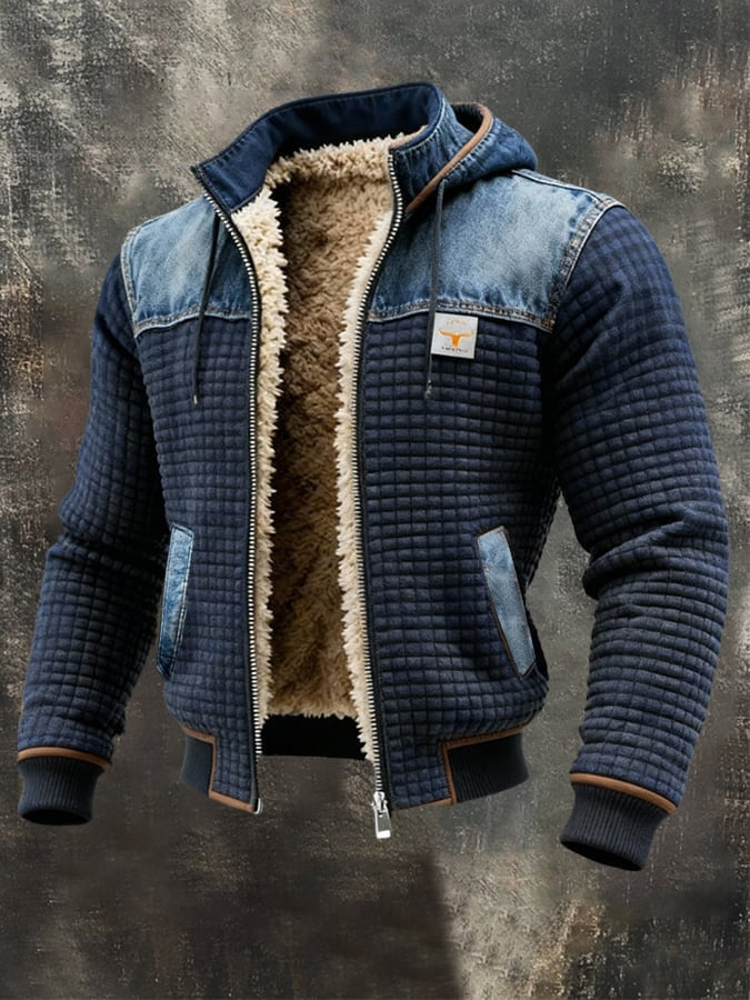 Men's Fleece Lined Hooded Zip Up Jacket Windproof Warm Winter Coat