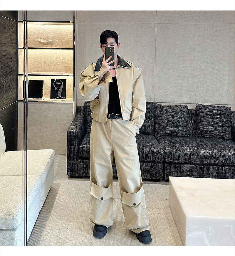 Lapel Jacket and Wide-Leg Pants Set