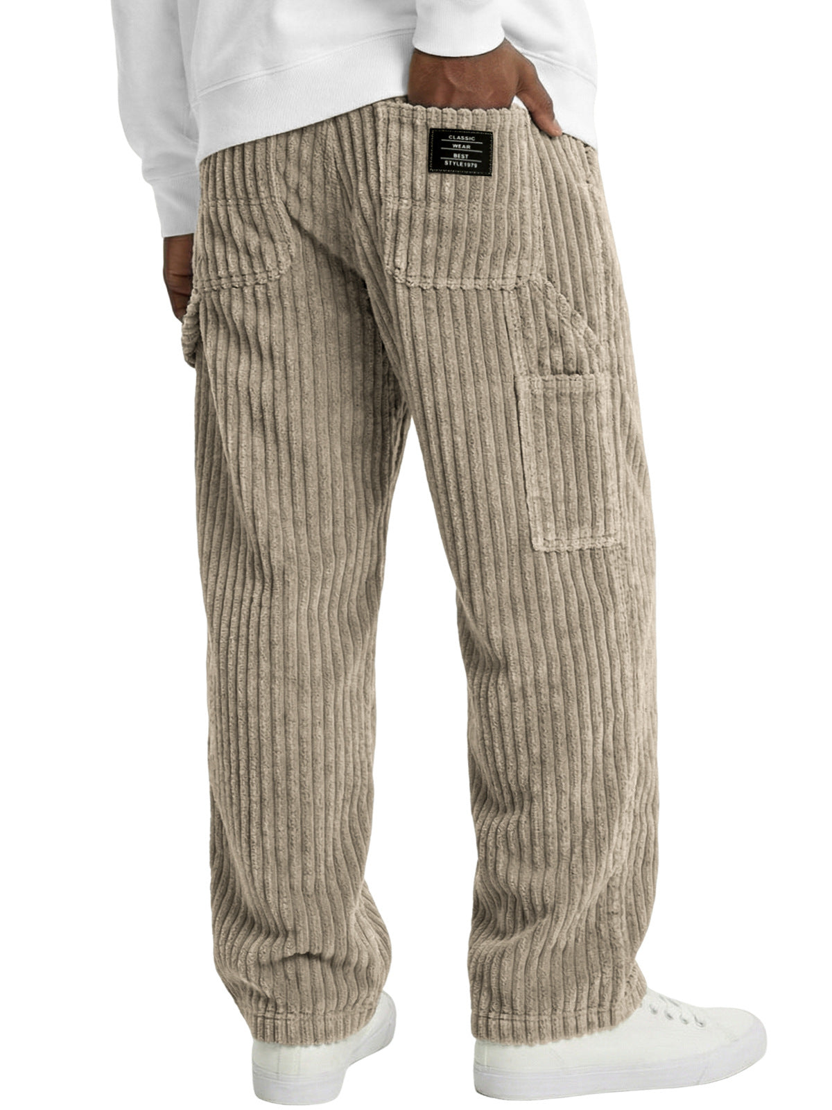 Denim straight-fit casual pants
