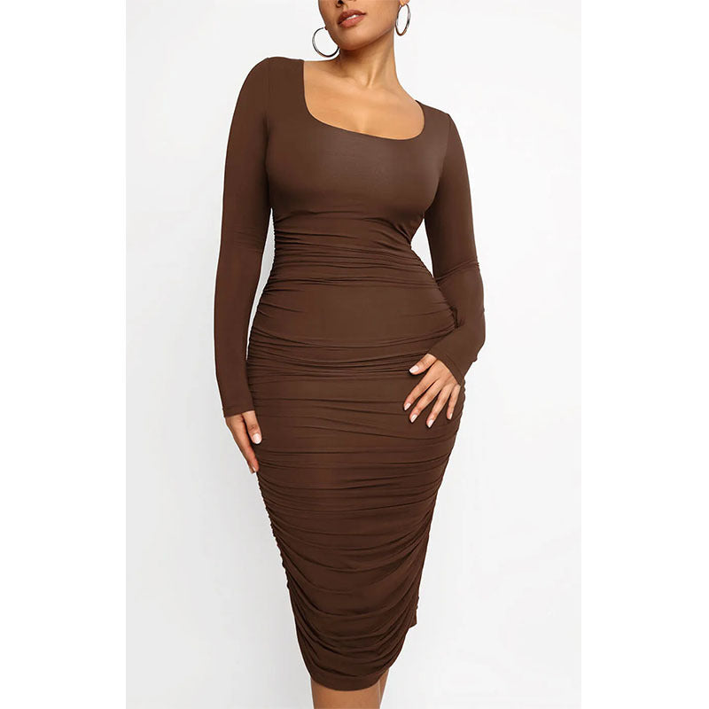 Square Neck Bodycon Dress with Slim Fit
