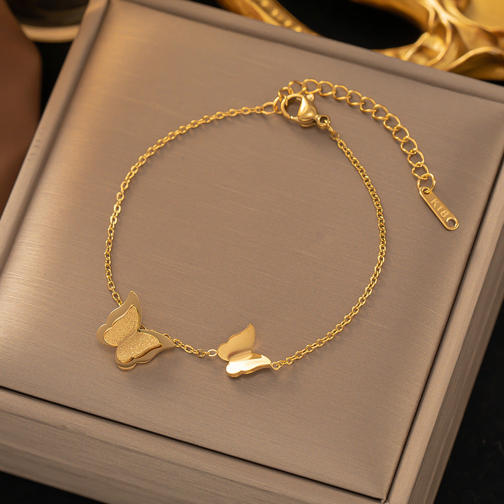 Women's Titanium Steel Inlaid Charm Bracelet Versatile Fashion Jewelry