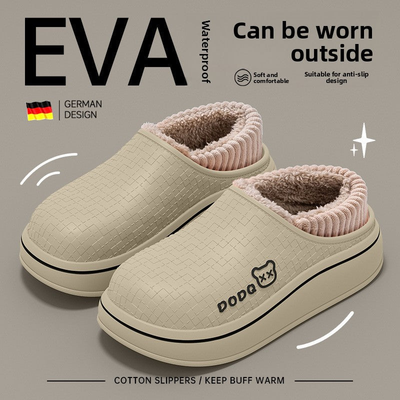 Womens Plush Winter Slippers with Heel Cover