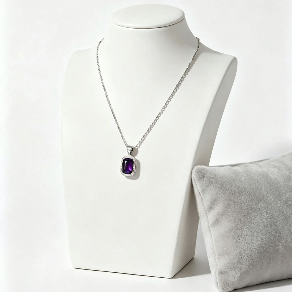 Square Zircon Geometric Necklace with Cross Chain