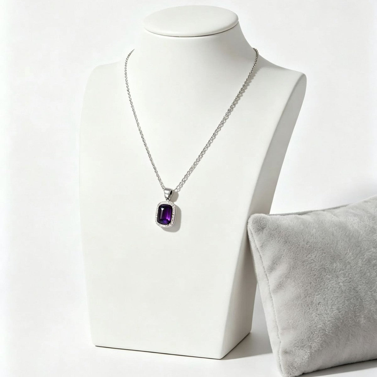Square Zircon Geometric Necklace with Cross Chain