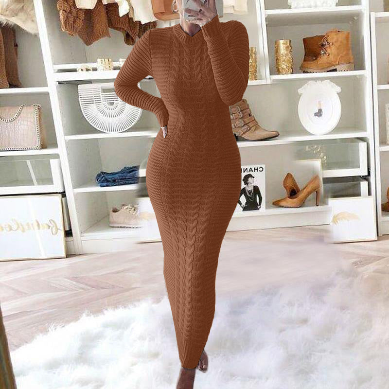 Twisted Long Sleeve Knit Dress