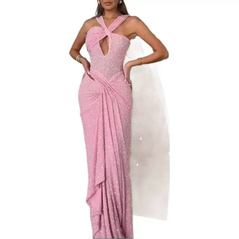 Sleeveless Sequin High Waist Dress