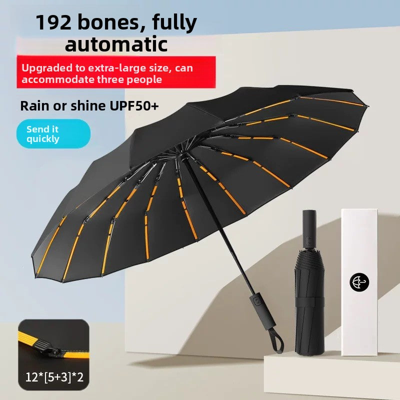 Fully Automatic Vinyl-Coated Tri-Fold Sun and Rain Umbrella