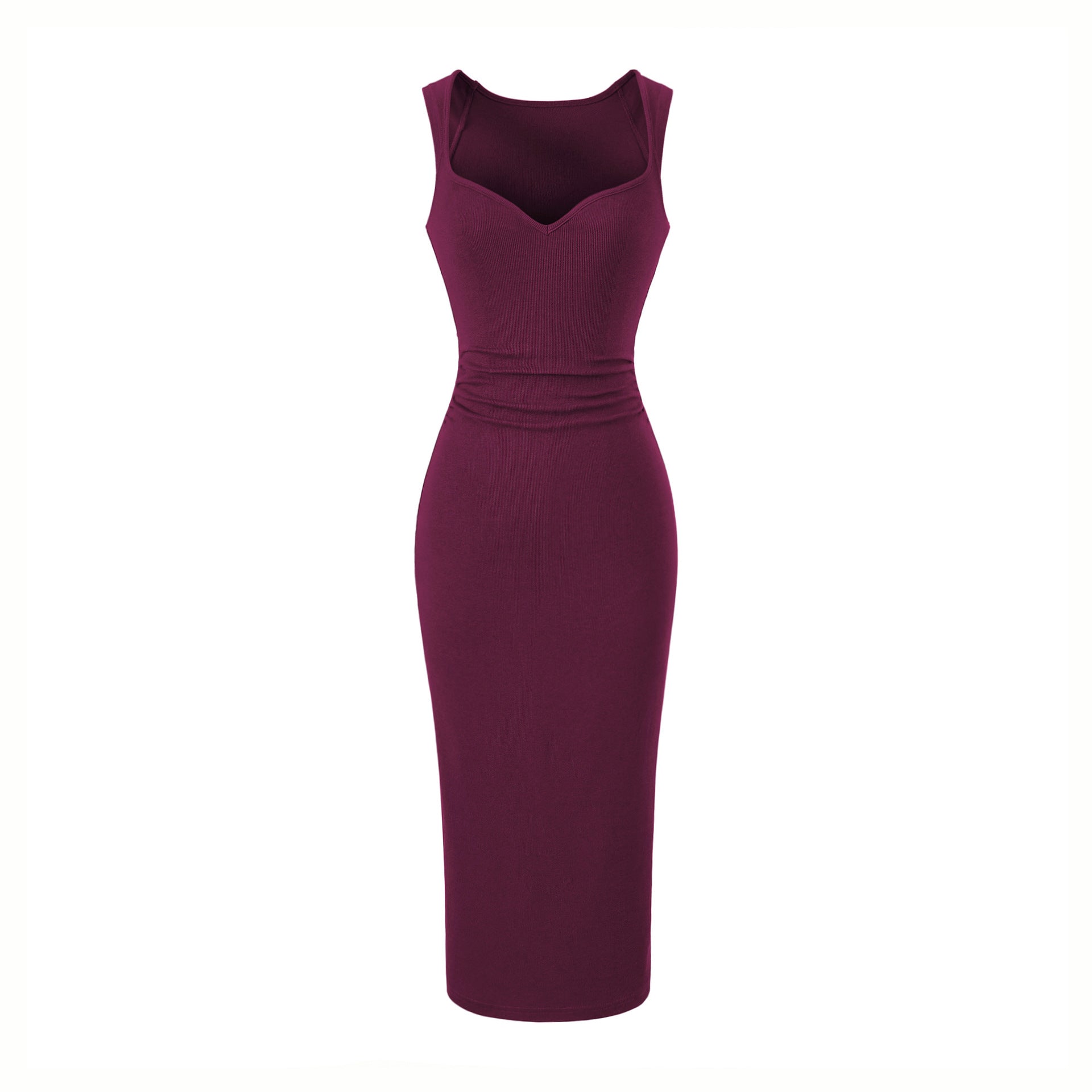 V-neck pleated dress with wide straps