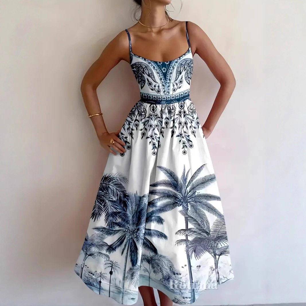 Womens Blue Leopard Print Sleeveless Mini Dress