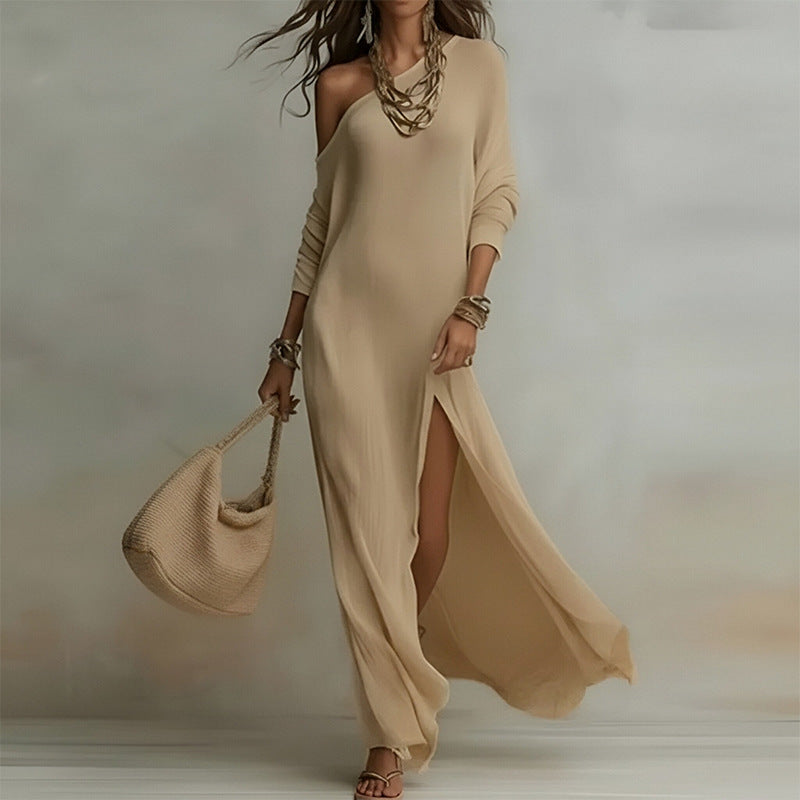 Long Sleeve High Neck Midi Dress