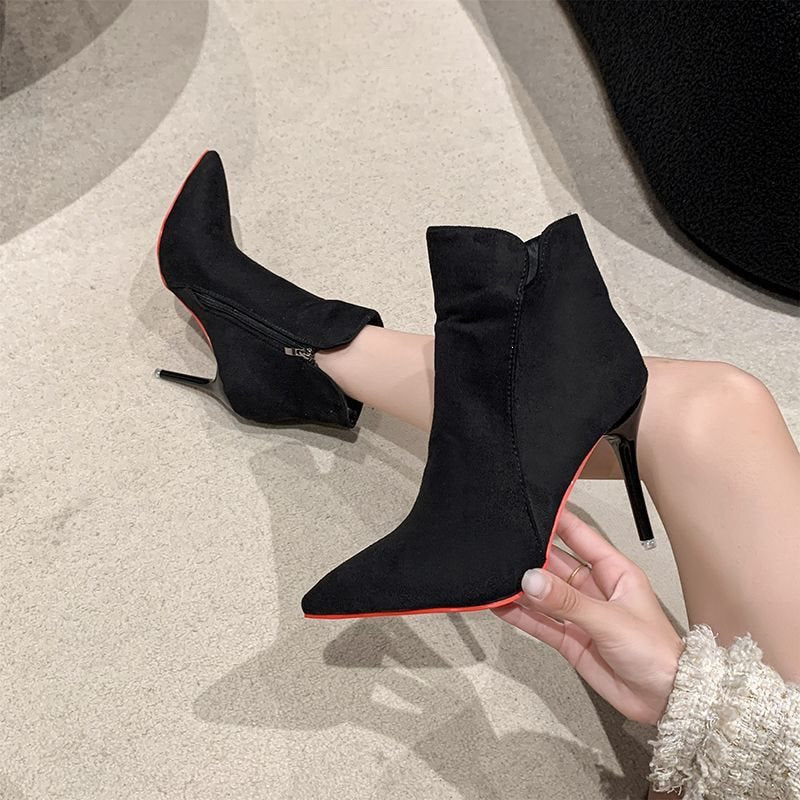 Womens Stiletto Ankle Boots with Red Sole