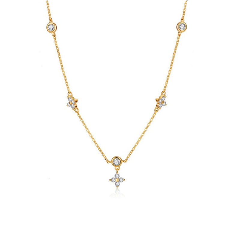 Round Diamond Four-Leaf Clover Necklace