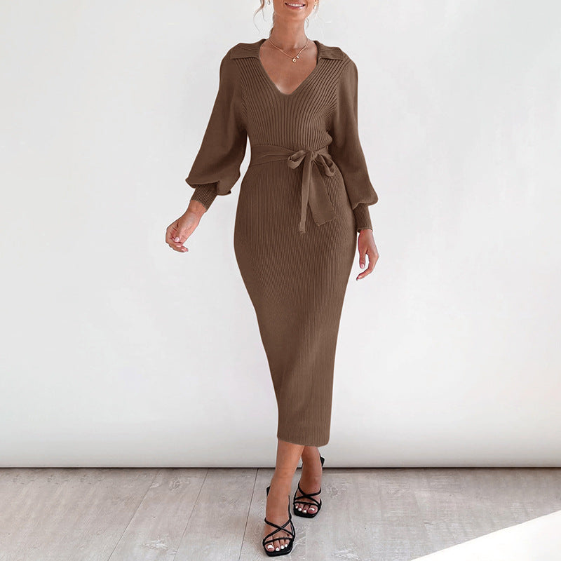 Womens Elegant Knit Long Dress