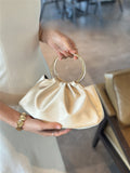 Vintage Satin Pleated Clutch Crossbody Bag