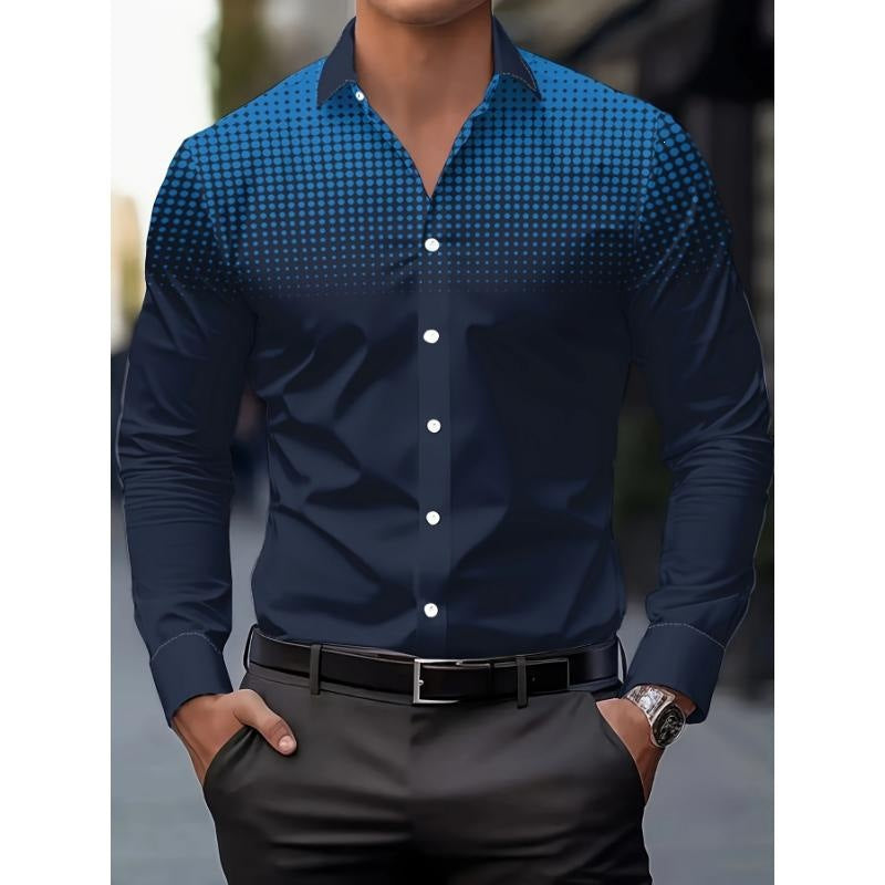 Printed Long-sleeved Men's Top Slim-fit Casual Shirt