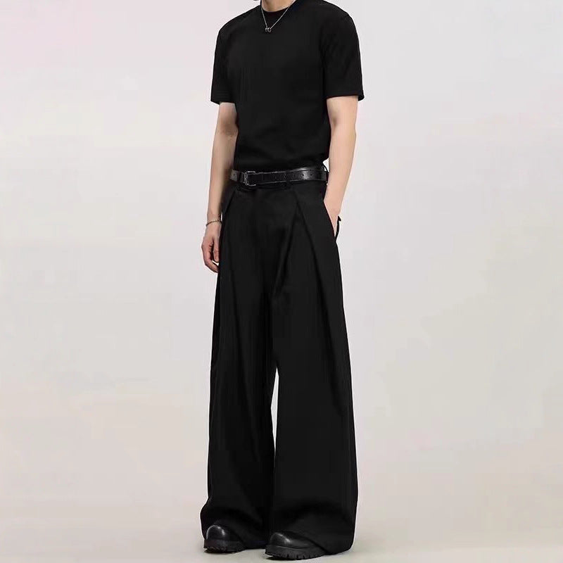 Heavyweight Pleated Wide-Leg Casual Pants