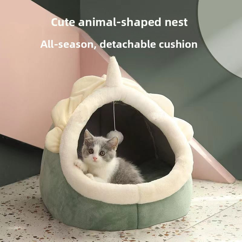 Soft Pet Bed Semi-Enclosed Design