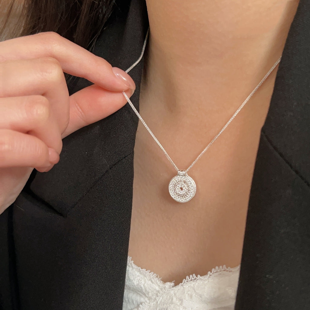 Sterling Silver Geometric Compass Necklace