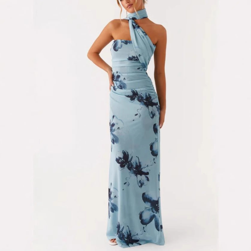 Mesh Tie-Dye Suspender Bodycon Dress