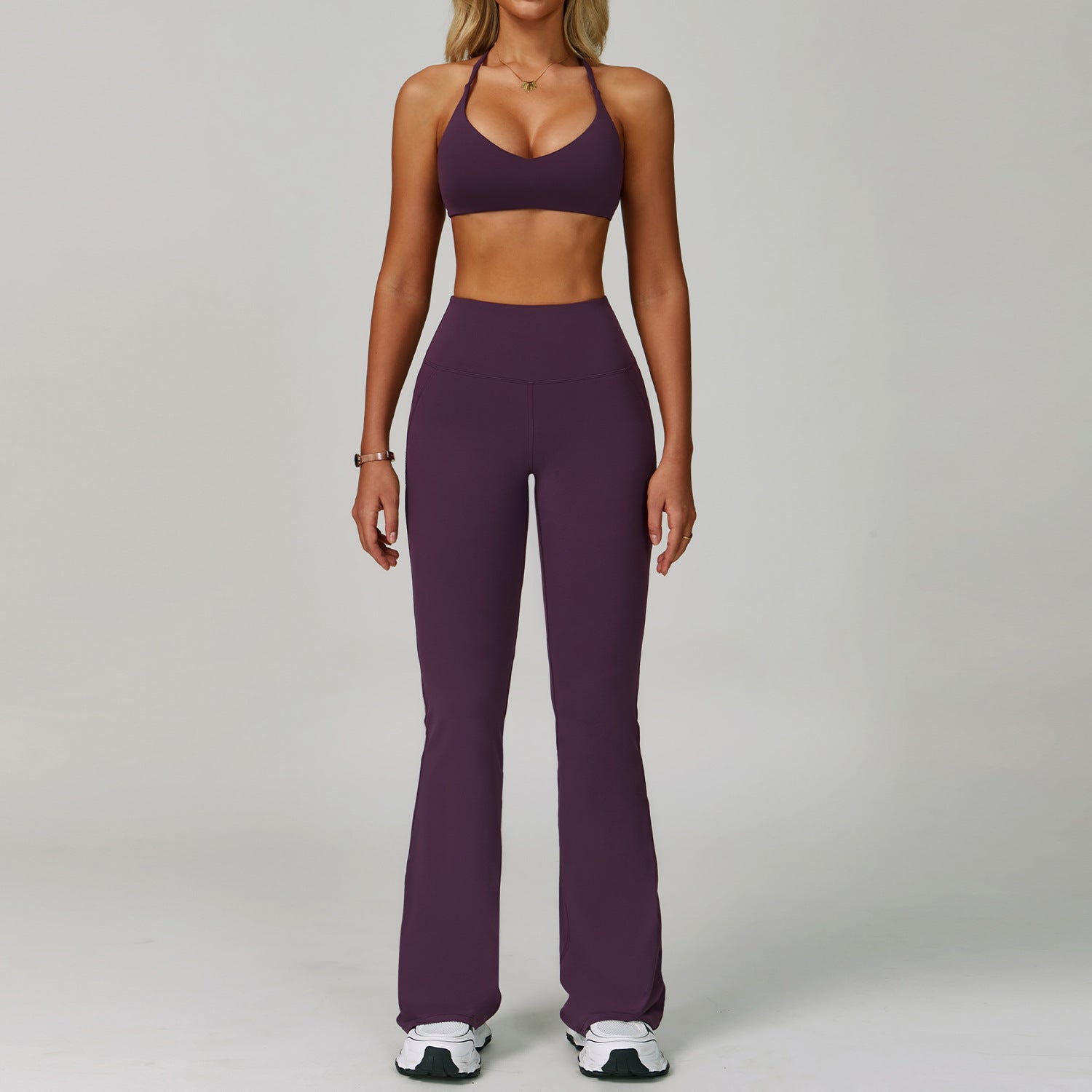 Womens Backless Yoga Fitness Set High-Intensity Sportswear