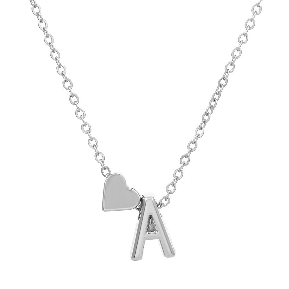 Heart Letter Necklace and Bracelet Set