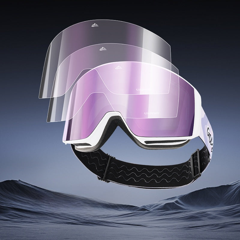Magnetic Double-Layer Anti-Fog Ski Goggles