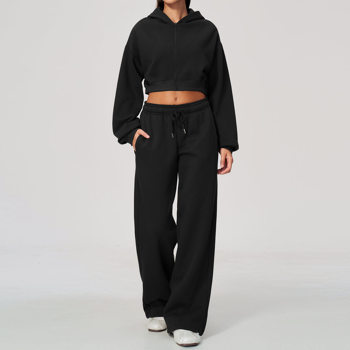 Women's Fleece Lined Zip Up Hoodie and Sweatpants Two Piece Set
