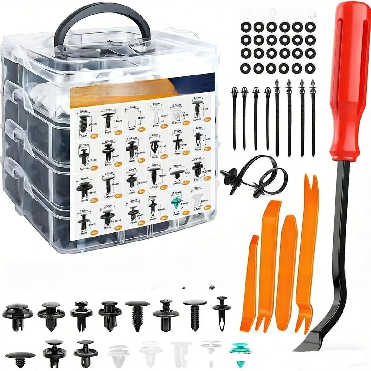 Automotive Plastic Fastener Clips with Pry Tools