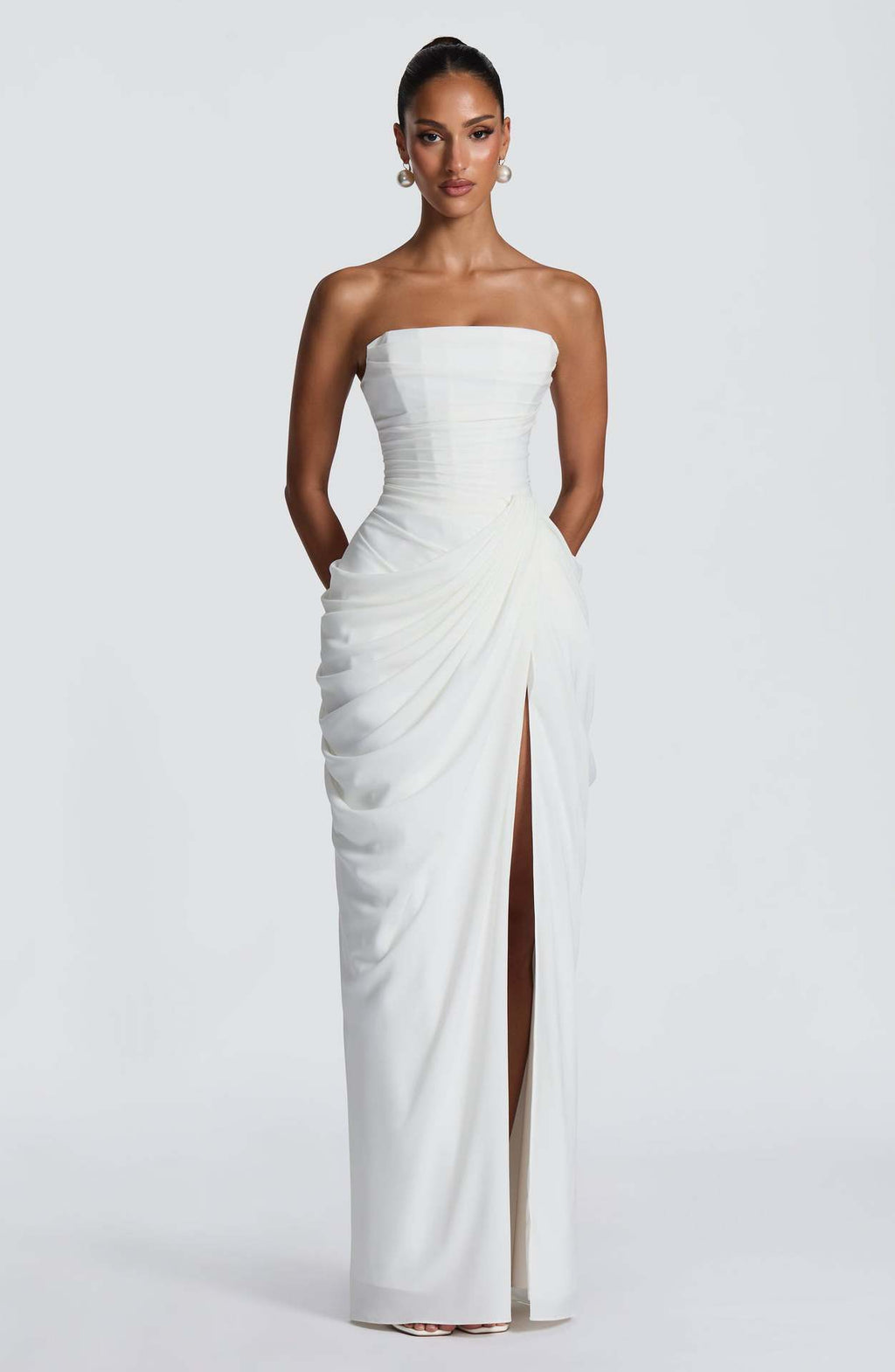 Solid Color Strapless Sleeveless Dress