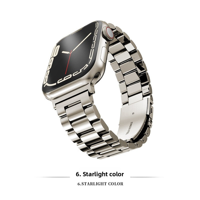 Three Bead Solid Stainless Steel Watch Band