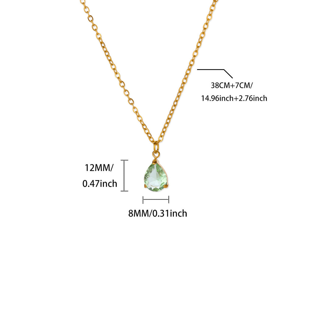 Water Drop Zircon Birthstone Necklace