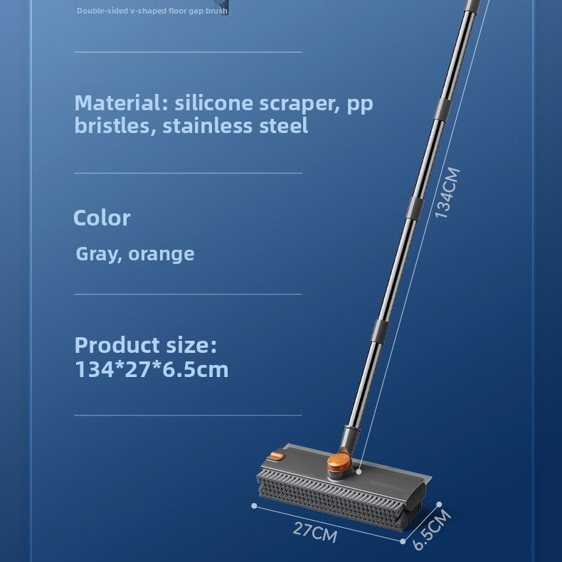 Long Handle Five-in-One Floor Cleaning Brush with Hard Bristles
