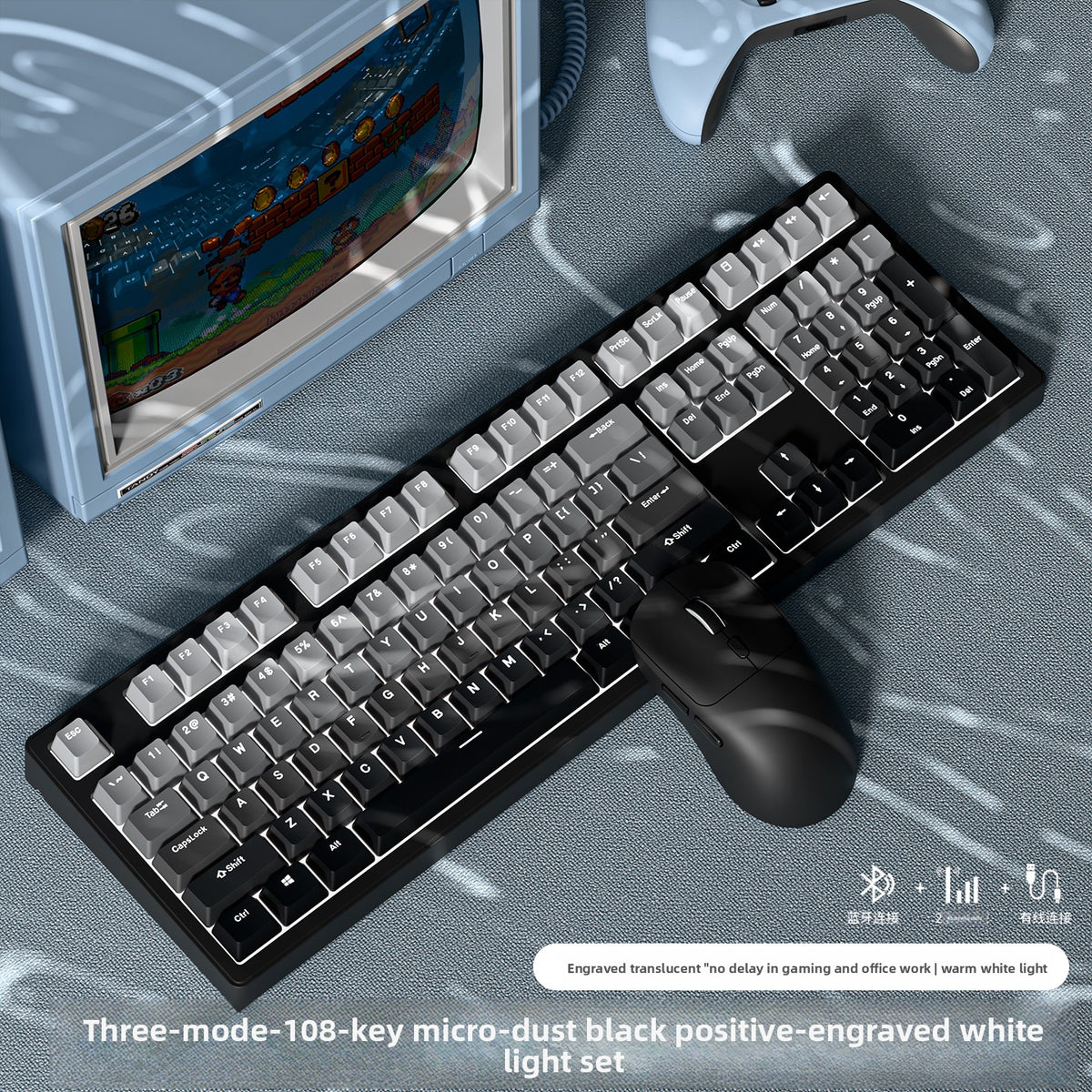 Wireless Mechanical Keyboard with Bluetooth Triple-Mode Connectivity
