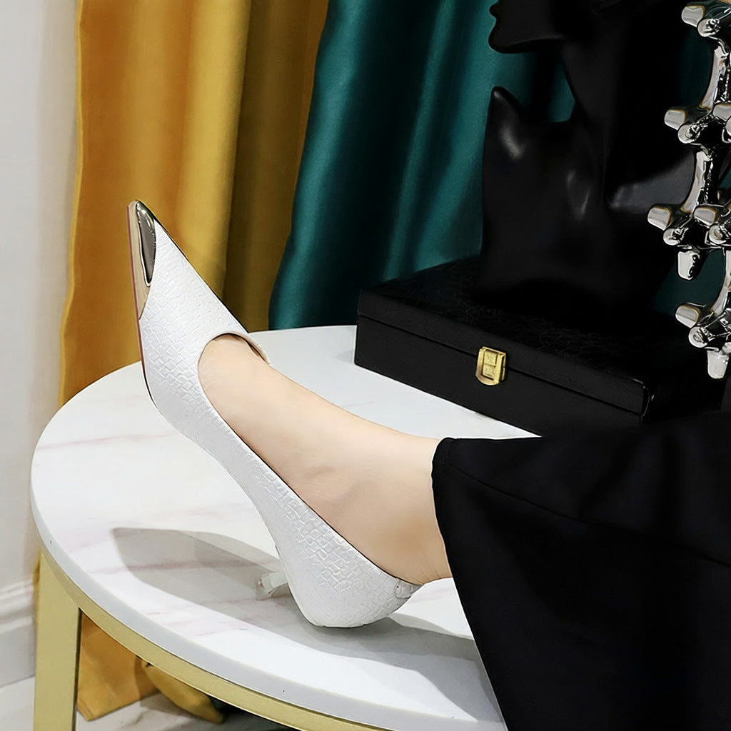 Retro Patent Leather Pointed Toe High Heel Shoes