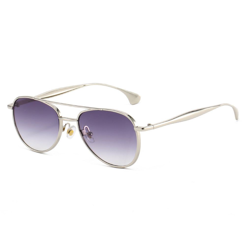 Double-Beam Gradient Metal Frame Sunglasses