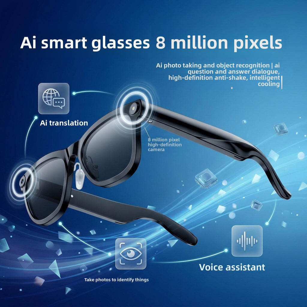 AI Smart Glasses with Camera and Bluetooth