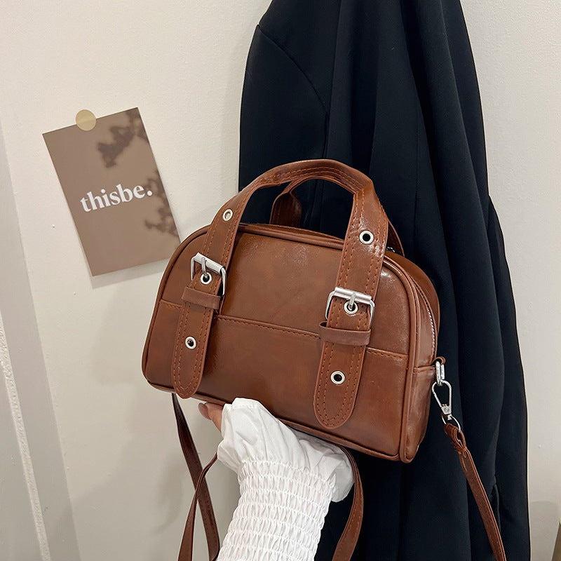 Casual Oil Wax Leather Crossbody Bag
