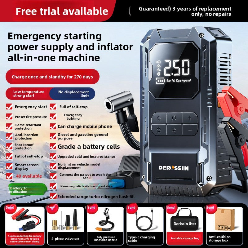 Car Emergency Jump Starter with Built-In Air Pump