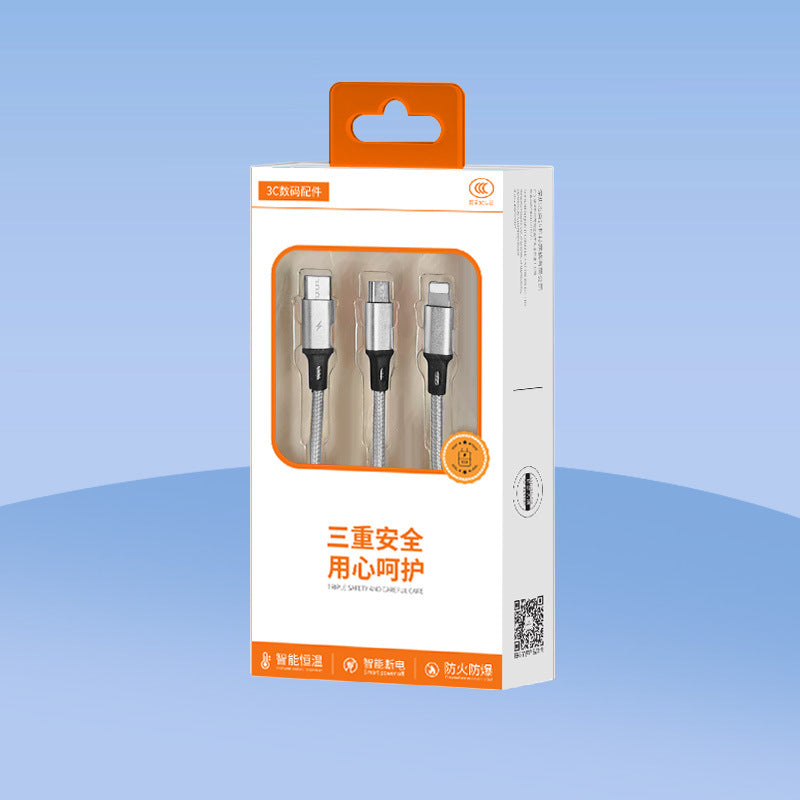 Woven One-To-Three Data Cable